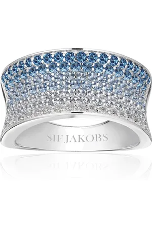 Sif Jakobs Femme, Accessoires, Gris, Taille: 52 MM Bague Concave Felline Zircon Bleu Blanc