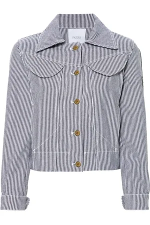Patou Femme, Vestes, Bleu, Taille: 42 FR Veste en Denim Rayée