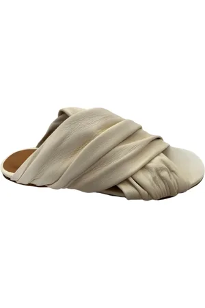 FORTE FORTE Femme, Chaussures, , Taille: 37 EU Sandales Plates en Cuir Ivoire