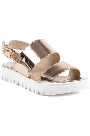 DEE OCLEPPO Femme, Chaussures, Jaune, Taille: 39 EU Sandales en Cuir Métallique Doré Talon 3cm