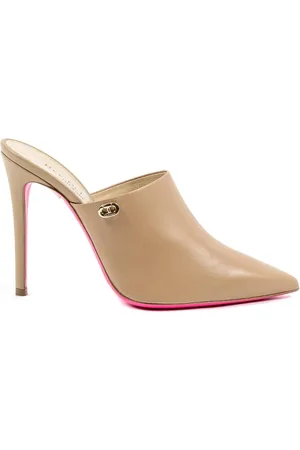 DEE OCLEPPO Femme, Chaussures, Brun, Taille: 37 EU Sandale Mule à Talon Haut en Cuir de Chameau
