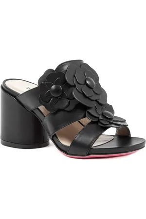DEE OCLEPPO Femme, Chaussures, Noir, Taille: 36 EU Sandales en Cuir Noir avec Talon de 8 cm
