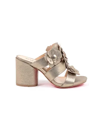 DEE OCLEPPO Femme, Chaussures, Jaune, Taille: 36 EU Sandale à Talon Haut en Cuir Doré