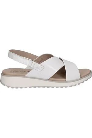 Caprice Femme, Chaussures, Blanc, Taille: 36 EU Blanc Casual Ouvert Sandales Plates