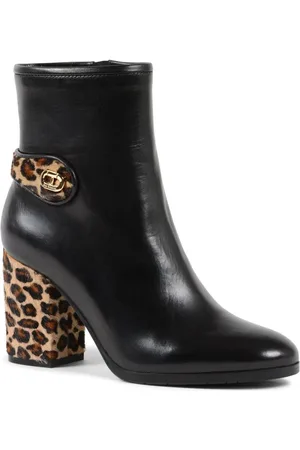 DEE OCLEPPO Femme, Chaussures, Noir, Taille: 40 EU Bottine avec Détail Léopard et Talon
