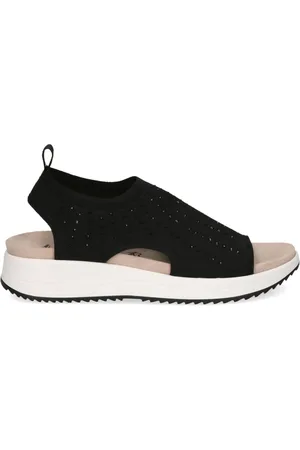Caprice Femme, Chaussures, Noir, Taille: 38 EU Sandales Ouvertes Décontractées en Tricot Noir