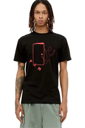 P.A.M Homme, Tops, Noir, Taille: S T-shirt en Coton avec Impression Graphique
