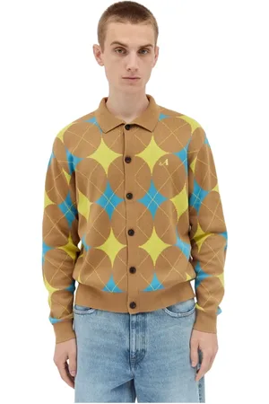 AWAKE NY Homme, Pulls, Multicolore, Taille: M Cardigan Tricot Argyle