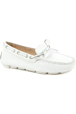 DEE OCLEPPO Femme, Chaussures, Blanc, Taille: 36 EU Mocassin en cuir verni blanc avec