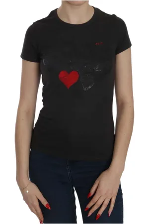 Exte Femme, Tops, Noir, Taille: 38 FR Chemisier à col rond imprimé cœurs