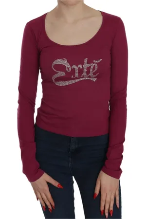 Exte Femme, Tops, Rouge, Taille: 42 FR Chemisier à col en U orné de cristaux