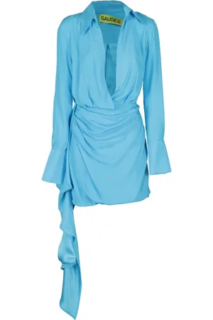 GAUGE81 Femme, Robes, Bleu, Taille: 40 FR Robe Élégante en Soie Gravia