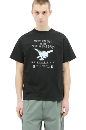 Brain Dead Homme, Tops, Noir, Taille: L T-shirt en coton avec impression graphique