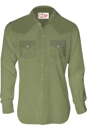 MC2 SAINT BARTH Homme, Chemises, Vert, Taille: L Chemise en lin pour homme