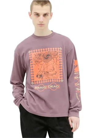Brain Dead Homme, Tops, Violet, Taille: S T-shirt à Manches Longues avec Imprimé Graphique