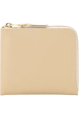 Comme des Garçons Unisex, Accessoires, Blanc, Taille: ONE Size Portefeuille en cuir crème avec fermeture éclair