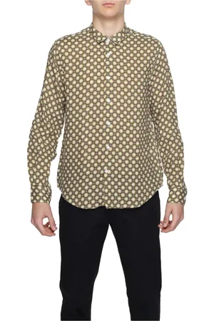 GIANNI LUPO Homme, Chemises, Multicolore, Taille: S Chemise en Lin Géométrique Manches Longues