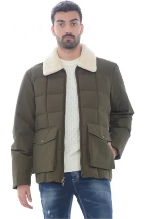 Woolrich Homme, Vestes, Vert, Taille: M Veste Matelassée avec Col en Fausse Fourrure