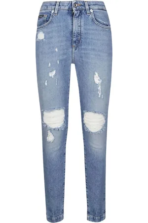 Dolce & Gabbana Femme, Jeans, Bleu, Taille: 38 FR Jean Audrey en Denim Stretch avec Déchirures