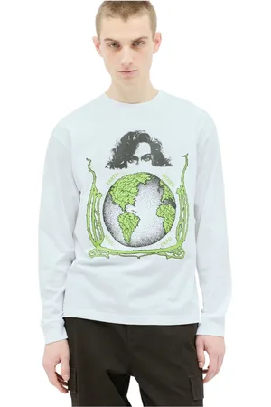 Brain Dead Homme, Tops, Blanc, Taille: S T-shirt à Manches Longues avec Impression Graphique en Coton
