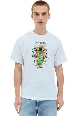 Brain Dead Homme, Tops, Blanc, Taille: L T-shirt en Coton Imprimé Graphique