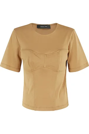 FEDERICA TOSI Femme, Tops, Brun, Taille: 40 FR Tee-shirt Décontracté en Coton