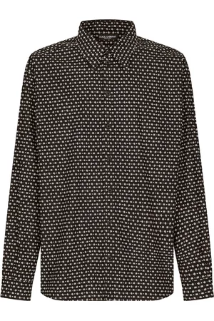 Dolce & Gabbana Homme, Chemises, Noir, Taille: 2XL Chemise en Popeline avec Logo Imprimé