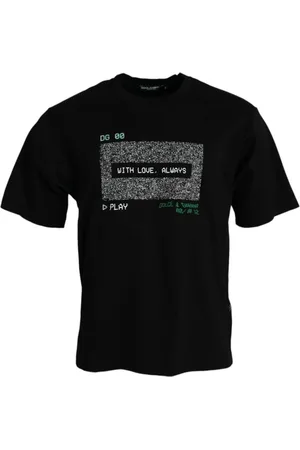 Dolce & Gabbana Homme, Tops, Noir, Taille: S T-shirt col rond noir avec impression Love Always