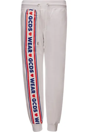 GCDS Femme, Pantalons, Multicolore, Taille: 38 FR Pantalon de Sport Blanc avec Logo