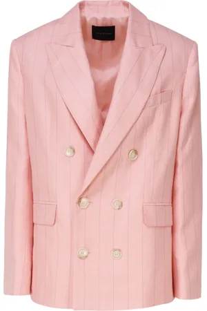 Andamane Femme, Vestes, Rose, Taille: 40 FR Veste Rose en Lin à Double Boutonnage