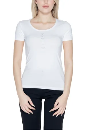 EA7 Femme, Tops, Blanc, Taille: 40 FR T-shirt Blanc Imprimé Manches Courtes