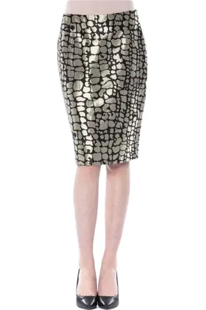 Byblos Femme, Jupes, Multicolore, Taille: 38 FR Jupe Courte Tube en Viscose Dorée