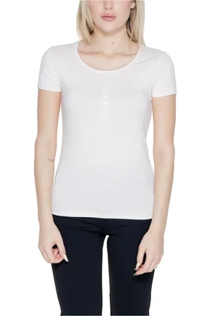 EA7 Femme, Tops, Blanc, Taille: 36 FR T-shirt Blanc Manches Courtes Col Rond