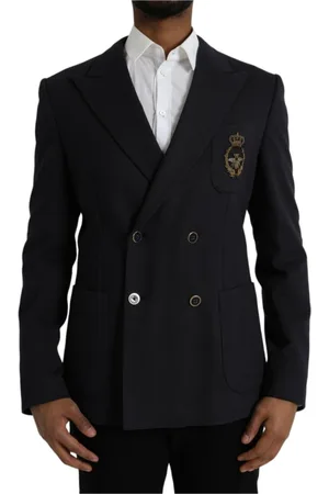 Dolce & Gabbana Homme, Vestes, Bleu, Taille: M Blazer Crown Bee Bleu Foncé