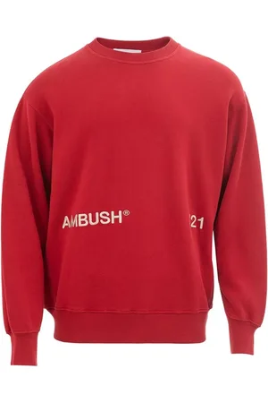 AMBUSH Homme, Sweatshirts et sweats à capuche, Rouge, Taille: L Pull en Coton Rouge Col Rond Manches Longues