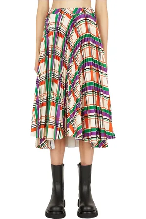 Plan C Femme, Jupes, Multicolore, Taille: 36 FR Jupe Plissée à Carreaux