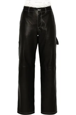 Halfboy Femme, Pantalons, Noir, Taille: 38 FR Pantalon de travail noir en cuir véritable