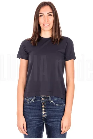 ALPHA STUDIO Femme, Tops, Bleu, Taille: 38 FR Maillot Col Manches Courtes Top