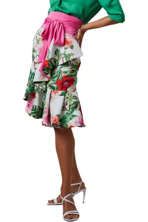 MOSKADA Femme, Jupes, Multicolore, Taille: 40 FR Jupe à Volants Florale