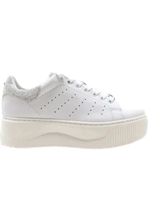 Cult Femme, Chaussures, Blanc, Taille: 40 EU Baskets Blanches avec Bandeau Logo