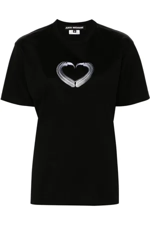 JUNYA WATANABE Femme, Tops, Noir, Taille: 40 FR T-shirts et Polos Noirs avec Graphique Cœur
