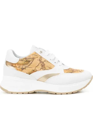 ALVIERO MARTINI 1A CLASSE Femme, Chaussures, Multicolore, Taille: 36 EU Baskets Blanches avec Imprimé Géo