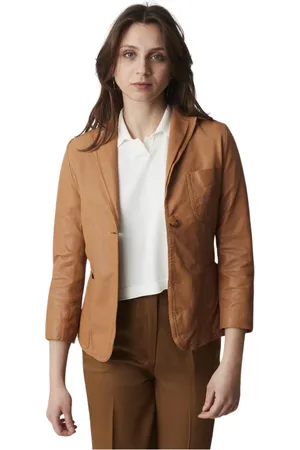 BULLY Femme, Vestes, Brun, Taille: 42 FR Veste en Cuir Élégante pour Femmes
