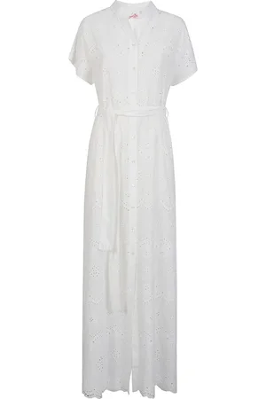 MC2 SAINT BARTH Femme, Robes, Blanc, Taille: 40 FR Robe Chemise Blanche en Broderie Anglaise