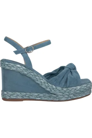 Alma en Pena Femme, Chaussures, Bleu, Taille: 42 EU Sandale à Talon Compensé Tressé avec Bout Carré