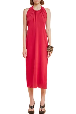 LIVIANA CONTI Femme, Robes, Rouge, Taille: 38 FR Robe Longue Col Halter