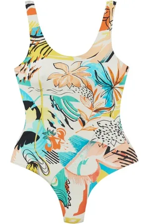 Reina Olga Femme, Maillots de bain, Multicolore, Taille: 40 FR Maillot de Bain Une Pièce Fleurs Tropicales