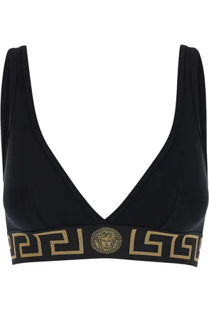 VERSACE Femme, Tops, Noir, Taille: 40 FR Soutien-Gorge de Sport Noir avec Encolure en V