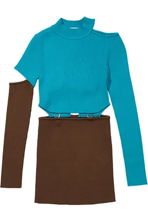 Andersson Bell Femme, Robes, Multicolore, Taille: 38 FR Robe Tricotée Colorée avec Découpes