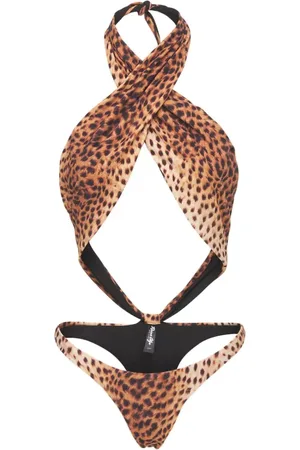 Reina Olga Femme, Maillots de bain, Brun, Taille: 40 FR Maillot de Bain Imprimé Léopard
